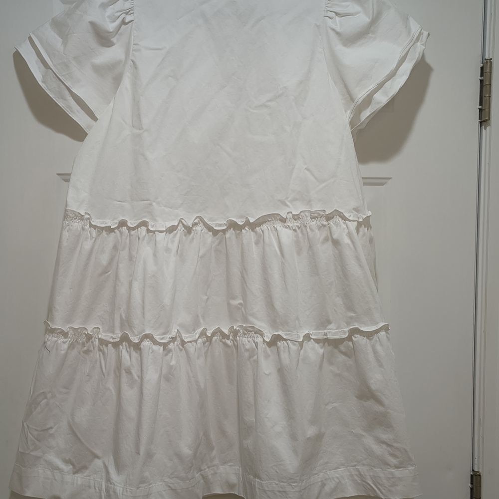 Crown & Ivy Boho Babydoll  Ruffle White Dress Size XL - Picture 4 of 6